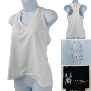 Spyder Activewear Tank Top White with Criss Cross Bottom Hem